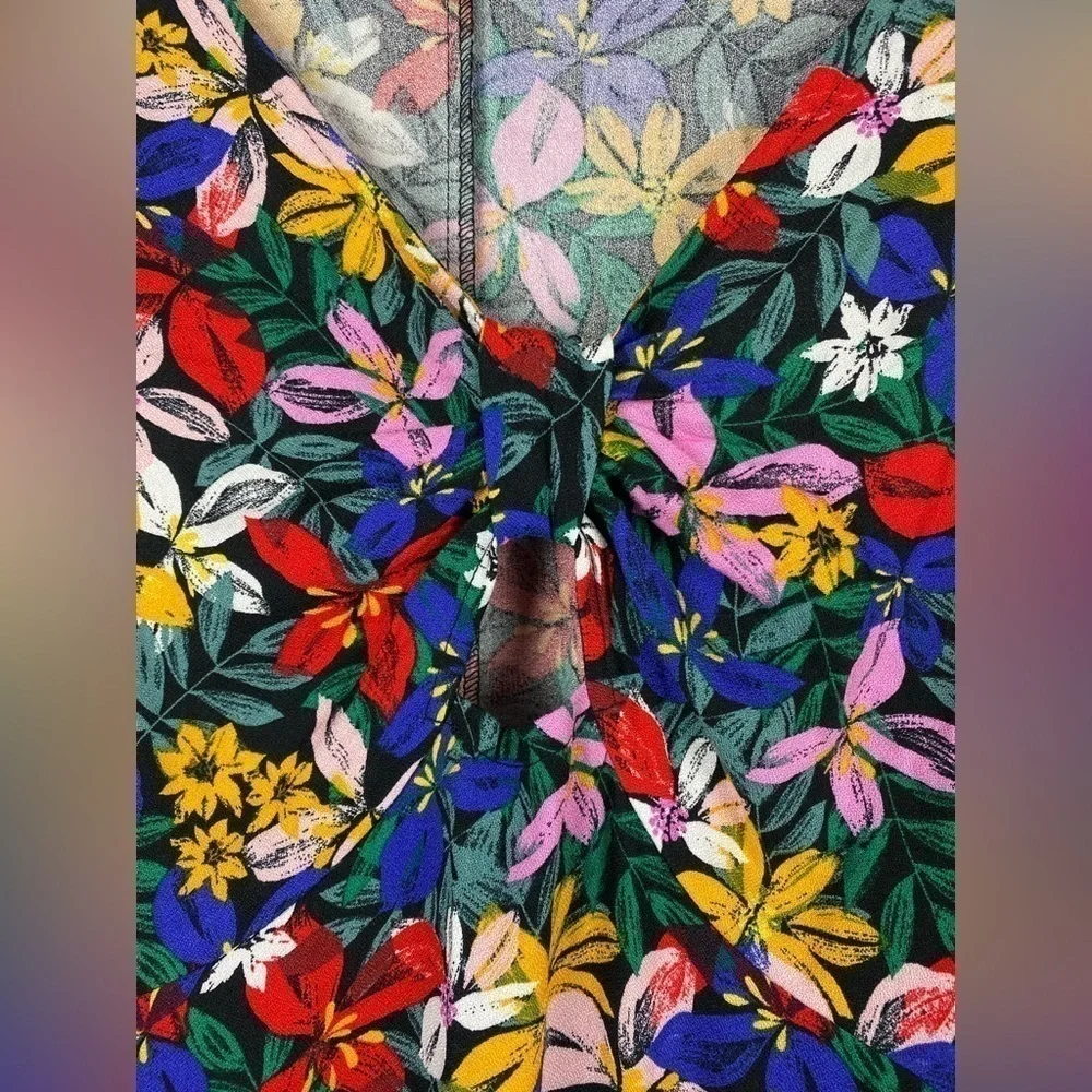 ELOQUII Elements Plus Size Knot Front Floral Print Flounce Dress, Size 20